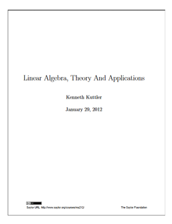 Linear Algebra, Theory And Applications